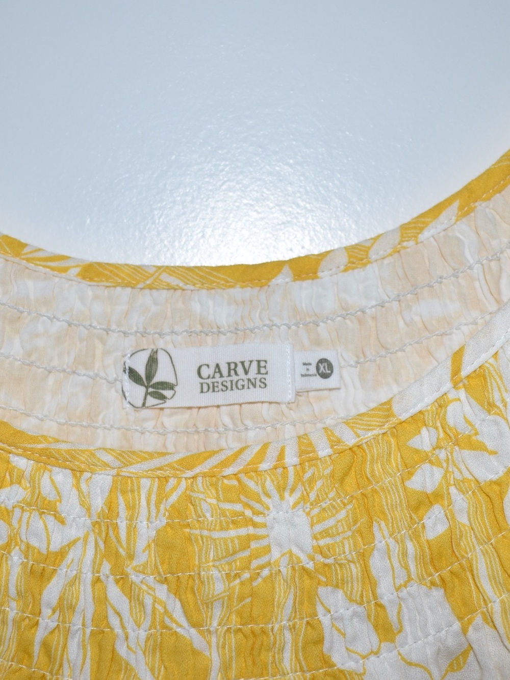 NWT’s 100% Organic Cotton Carve Designs Yellow Tropical Dress Size XL - Picture 3 of 5